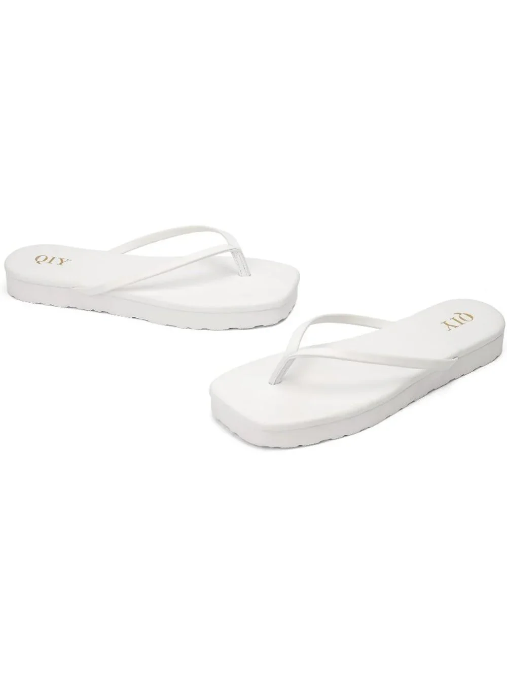 Women's White Faux Leather Comfortable Square Toe Memory Foam Insole Sandals